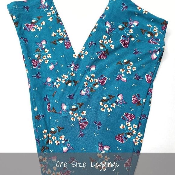 LuLaRoe OS Leggings Floral Butterflies NEW - Picture 1 of 1